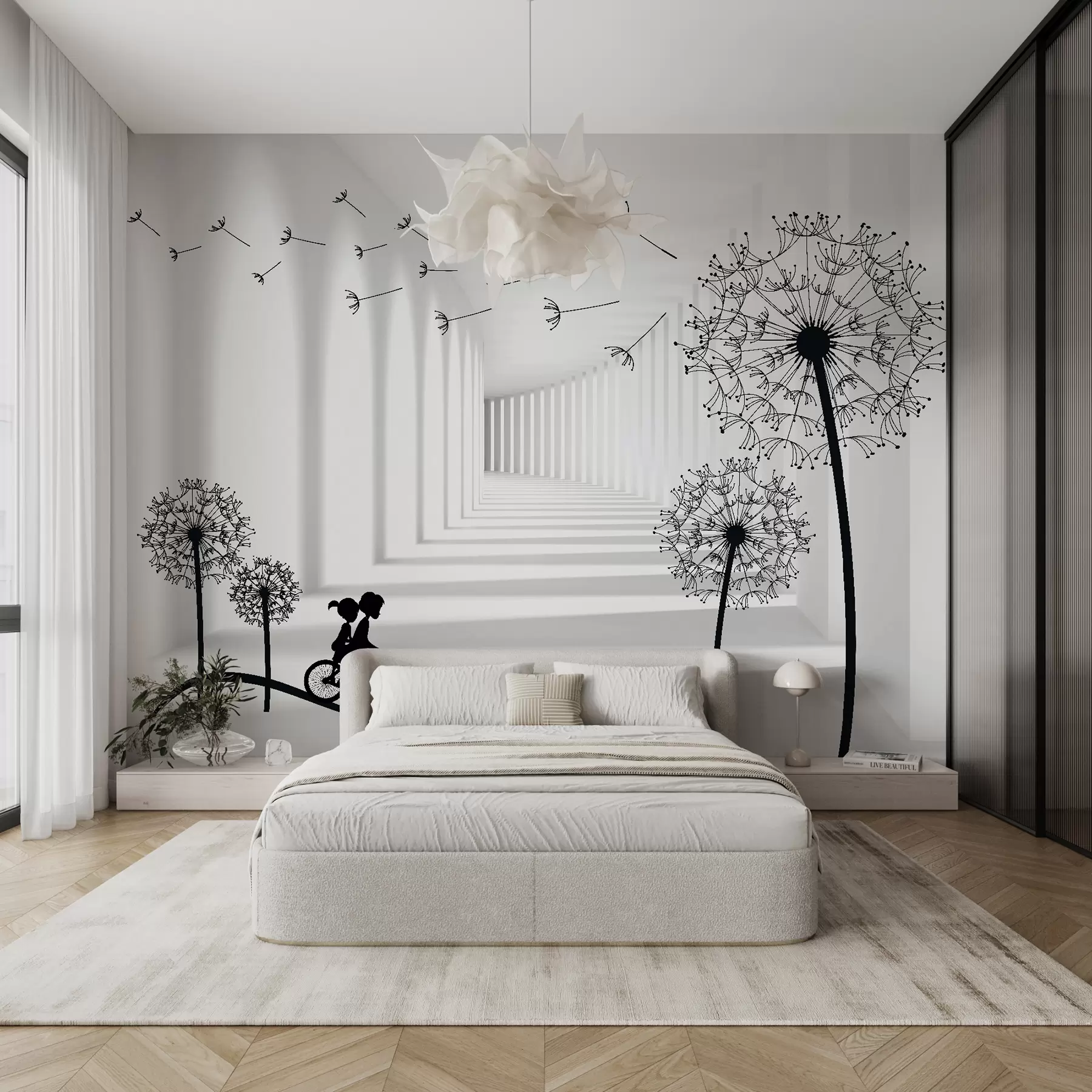 Papier peint Silhouettes de pissenlits dans le tunnel u63551