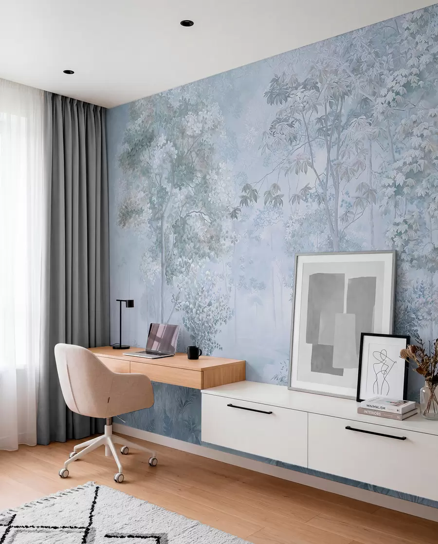 Papier peint Esquisse de forêt — Bleu u78448v3