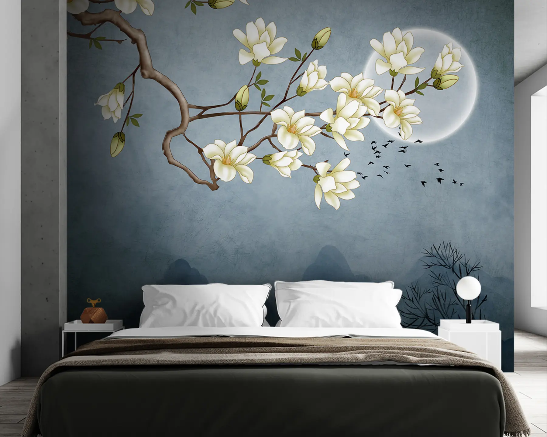 Papier peint Magnolia et Lune u92999