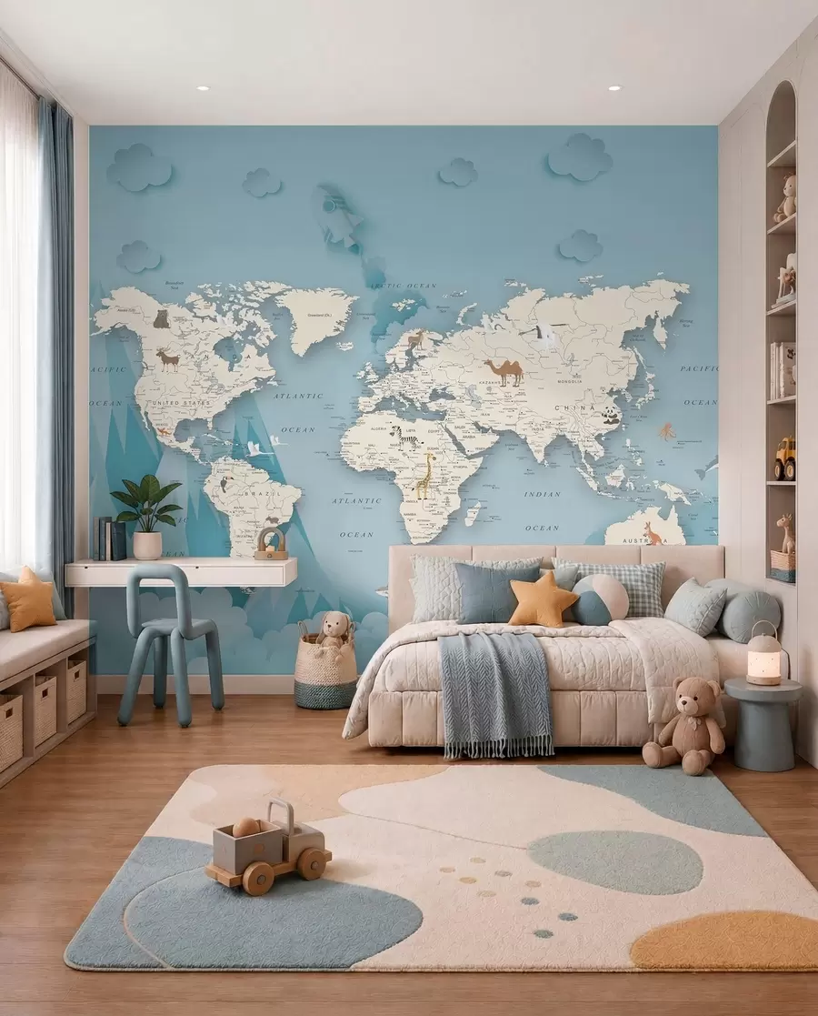 Papier peint Carte du monde en arrière-plan des montagnes u79831