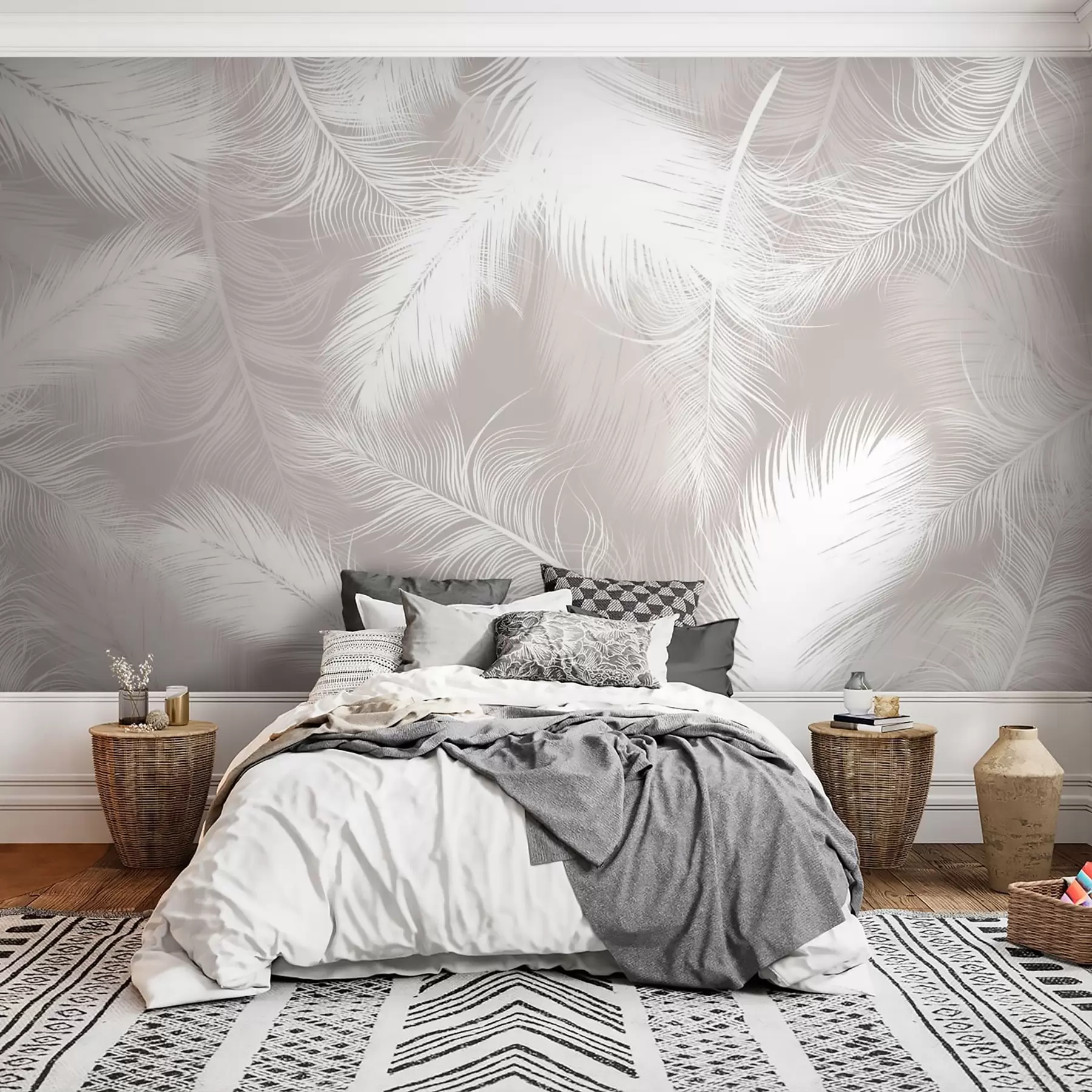 Papier peint Plumes blanches douces u74474