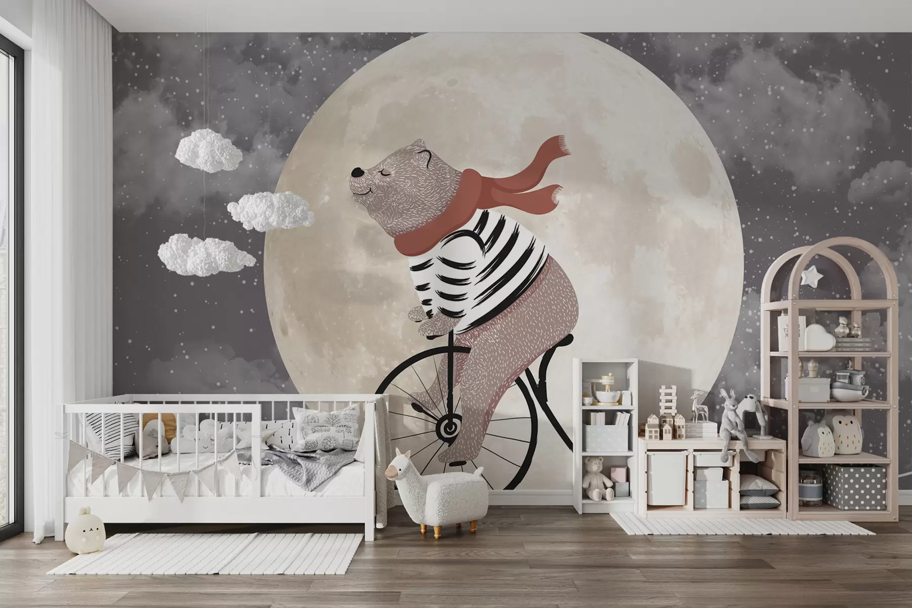 Papier peint Un ours de conte de fées sur un vélo u74483