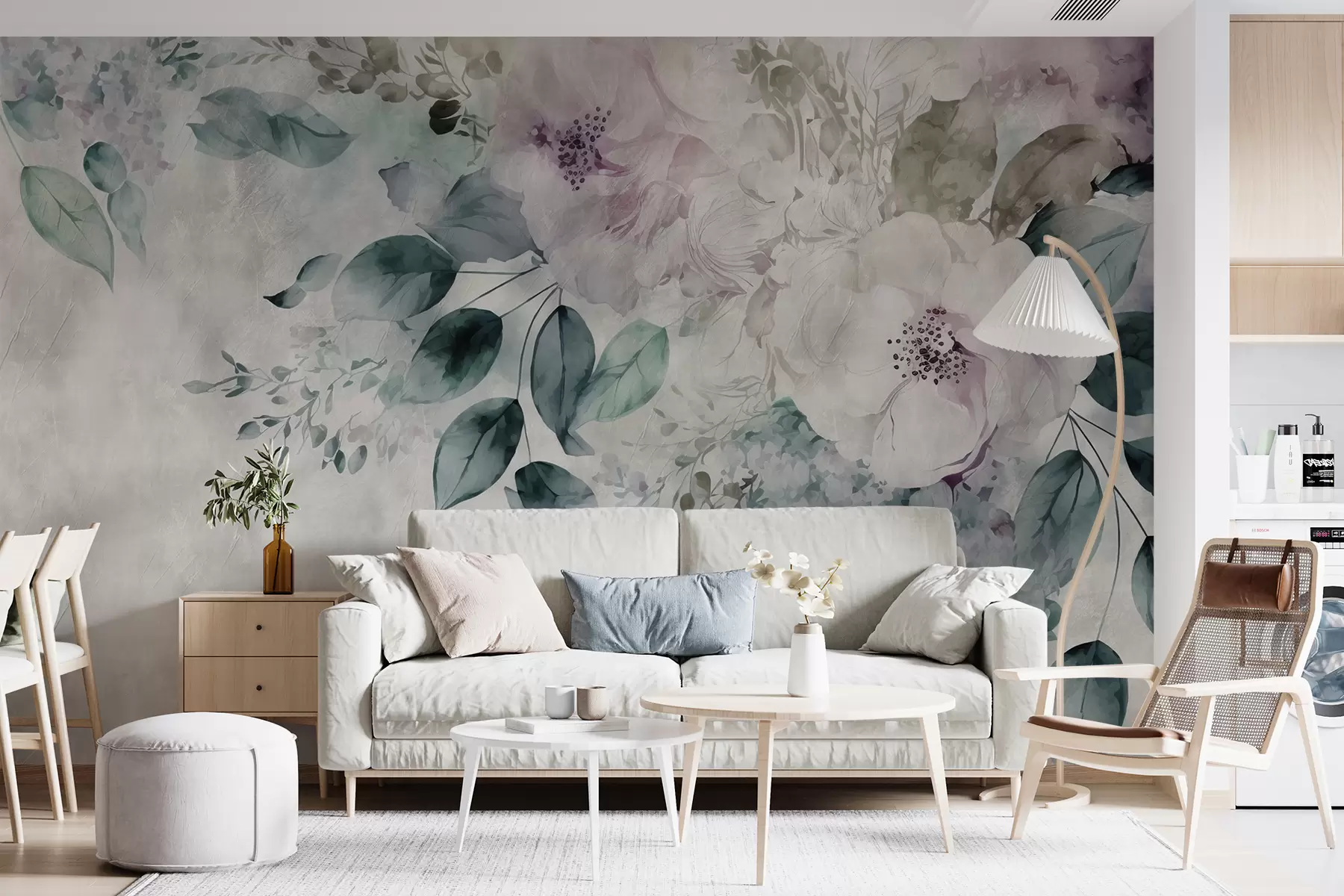 Papier peint Fleurs aquarelles délicates u93940