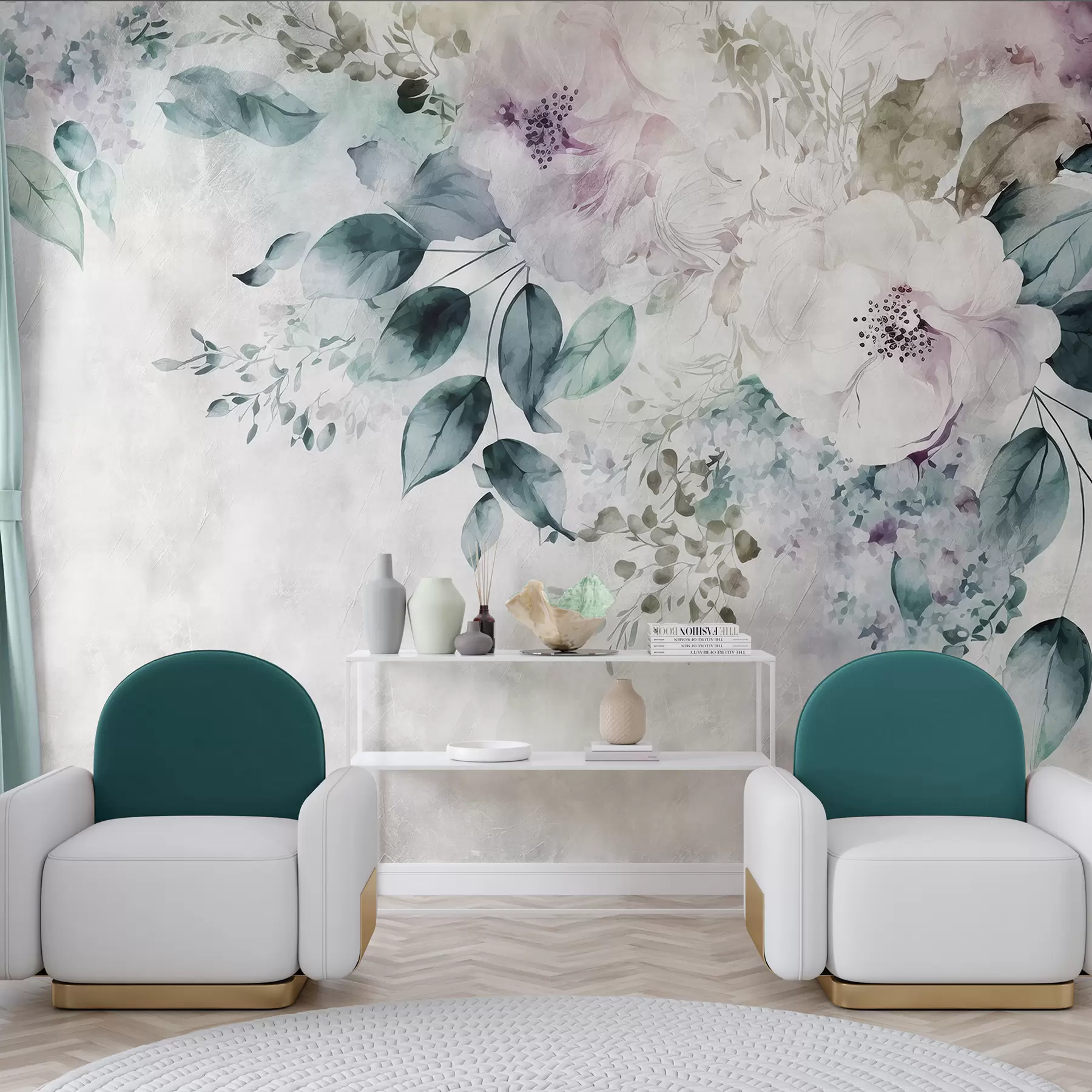 Papier peint Fleurs aquarelles délicates u93940