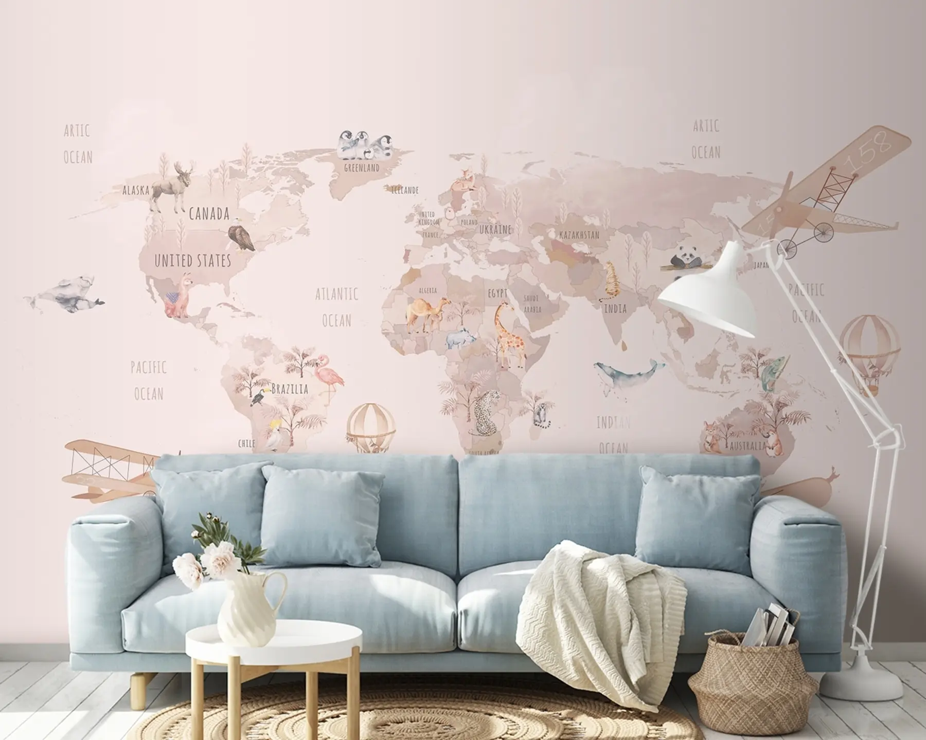 Papier peint Carte du monde pour les filles u93908