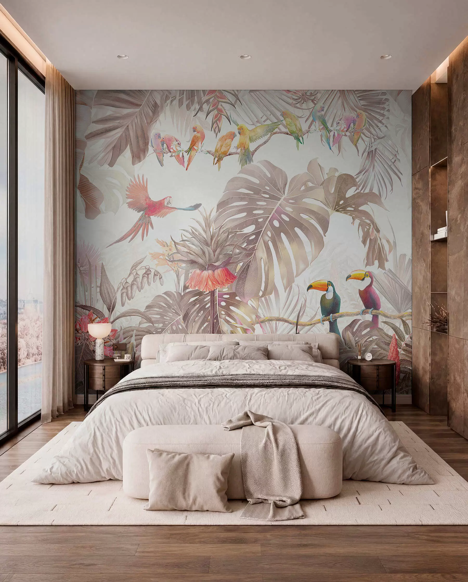 Papier peint Oiseaux brillants et perroquets sous les tropiques u74490