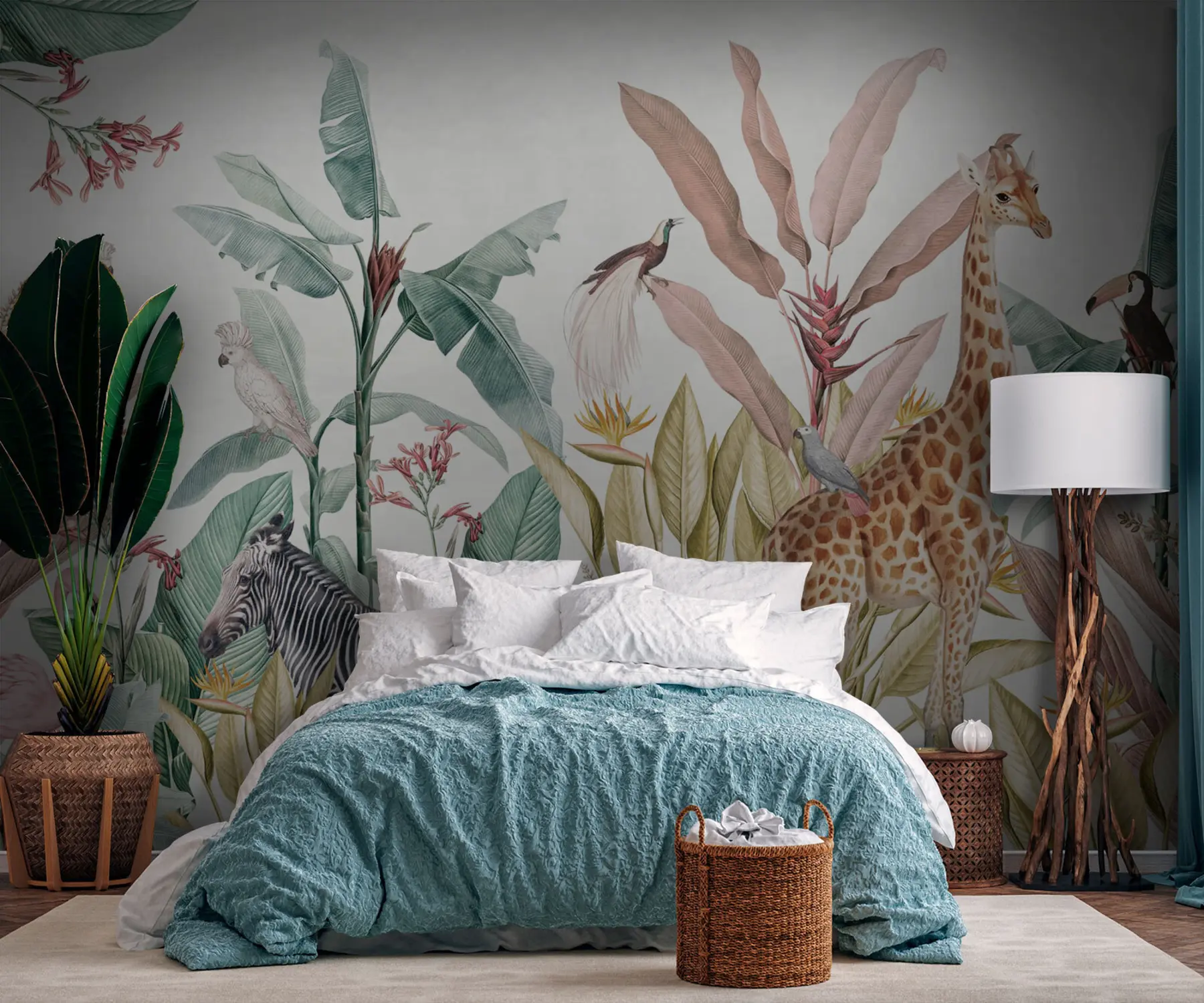 Papier peint Tropiques et animaux de la jungle lumineuse u74696