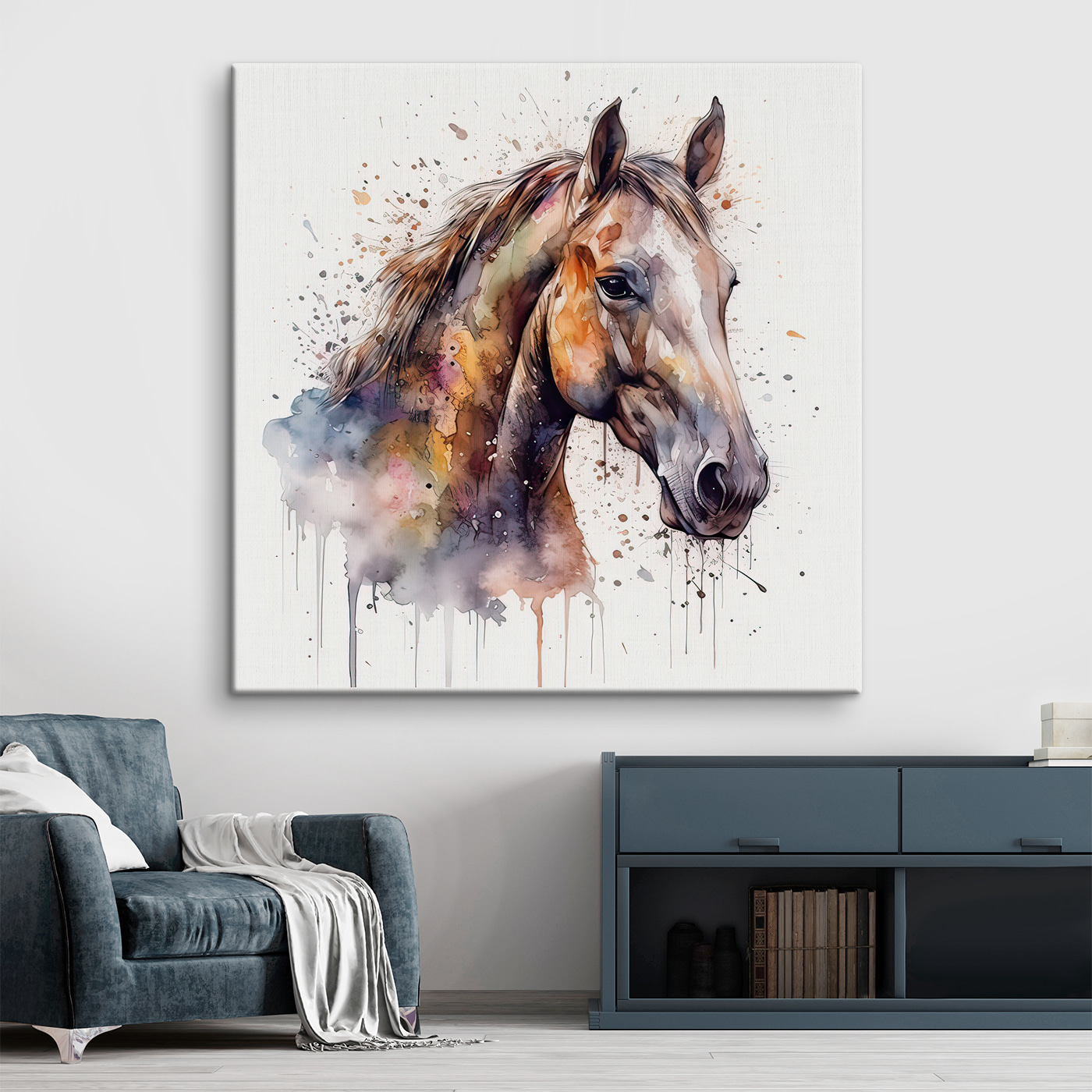 Panorama Tableau Cheval 21x30cm - Impression Sur Toile Avec Châssis Bois - Décoration Animaux