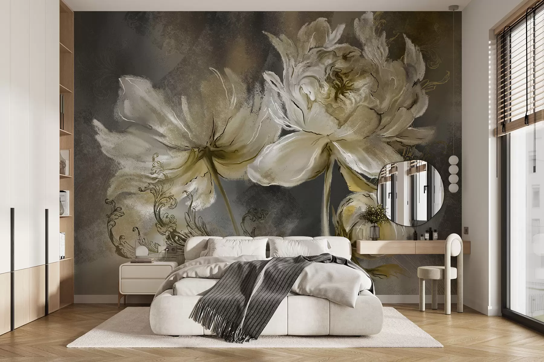 Papier peint Fleurs vintage sur fond de texture u78738