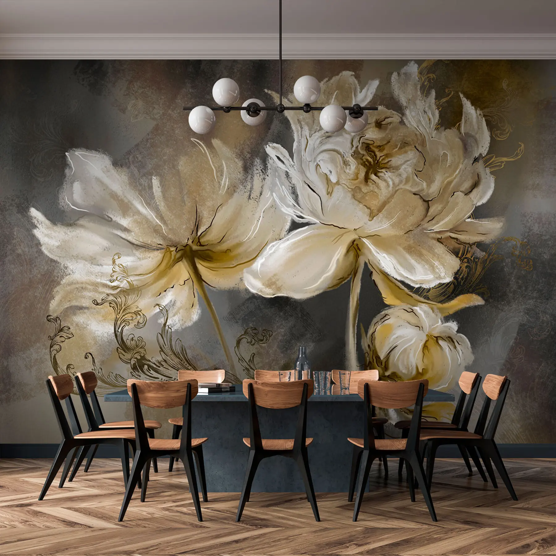 Papier peint Fleurs vintage sur fond de texture u78738