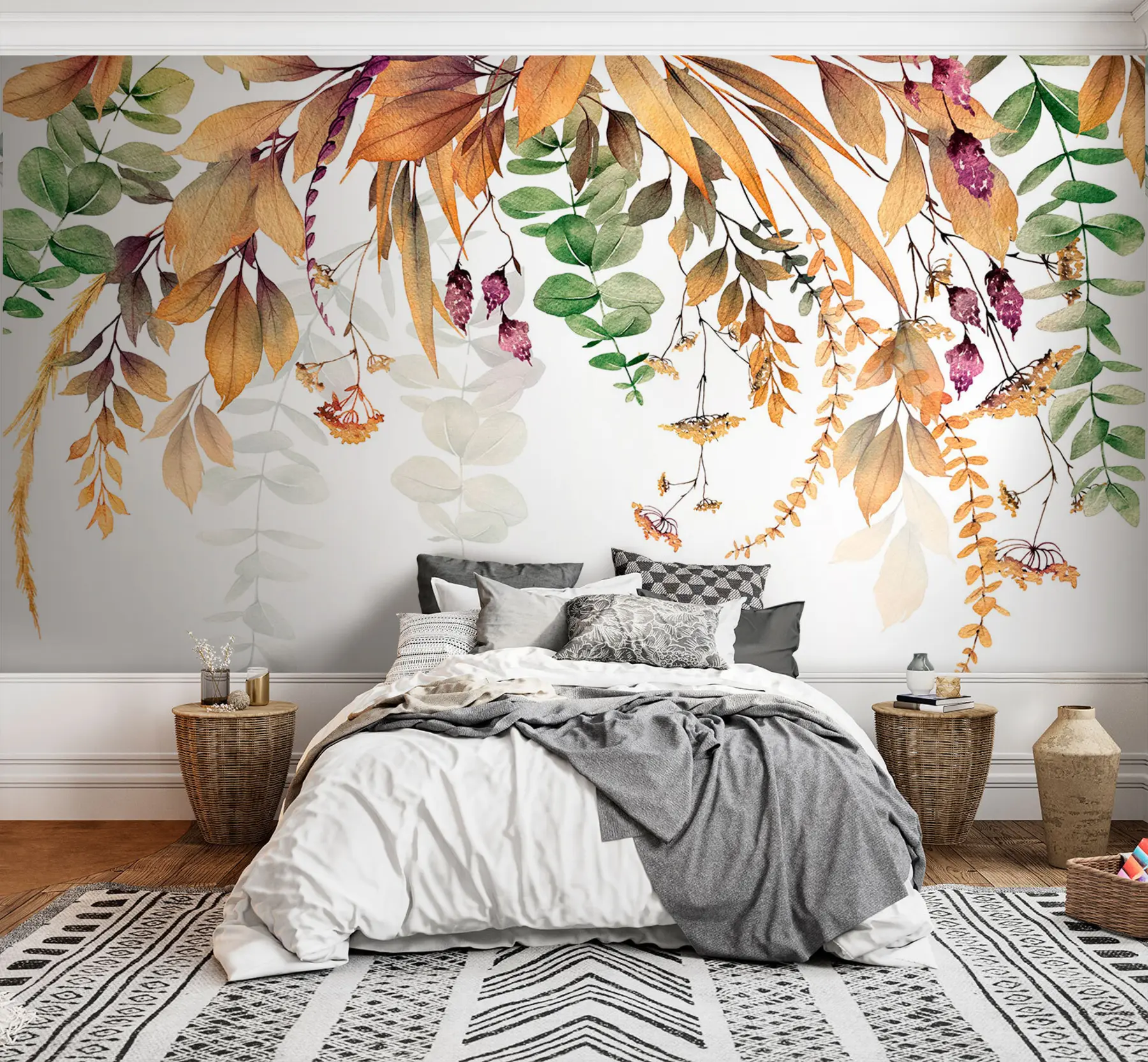 Papier peint Cadre floral avec feuilles d'automne u94198