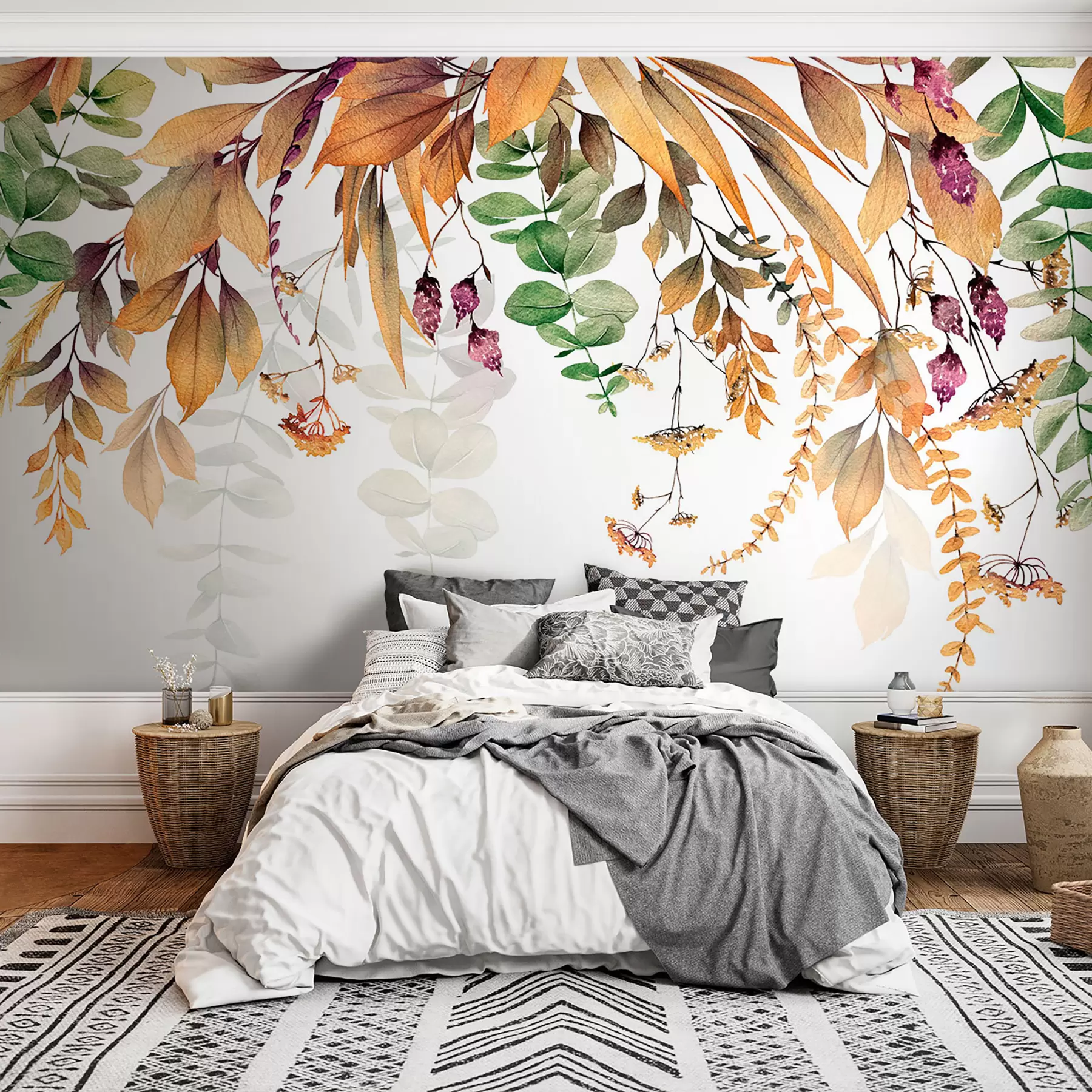 Papier peint Cadre floral avec feuilles d'automne u94198