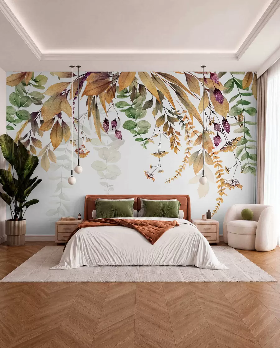 Papier peint Cadre floral avec feuilles d'automne u94198