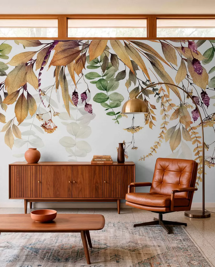Papier peint Cadre floral avec feuilles d'automne u94198