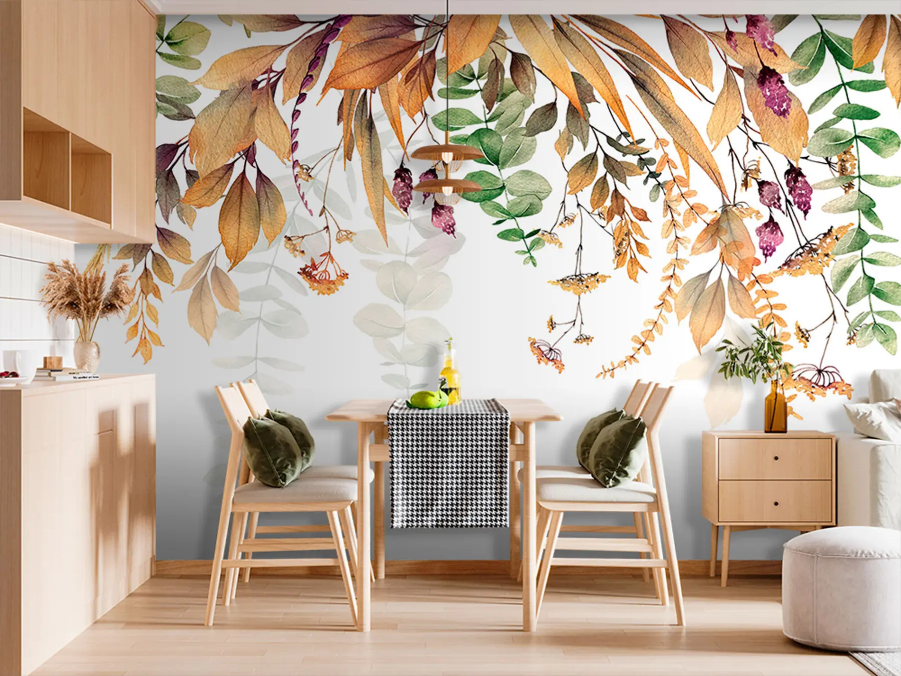 Papier peint Cadre floral avec feuilles d'automne u94198