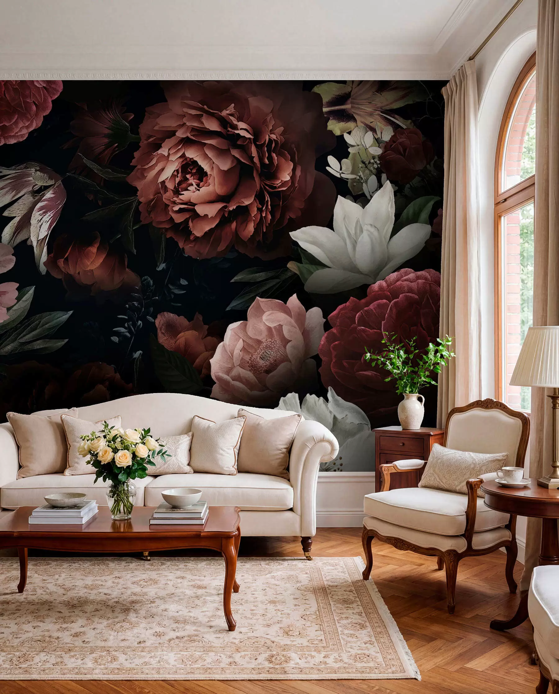 Papier peint Roses peintes sur fond noir u94330