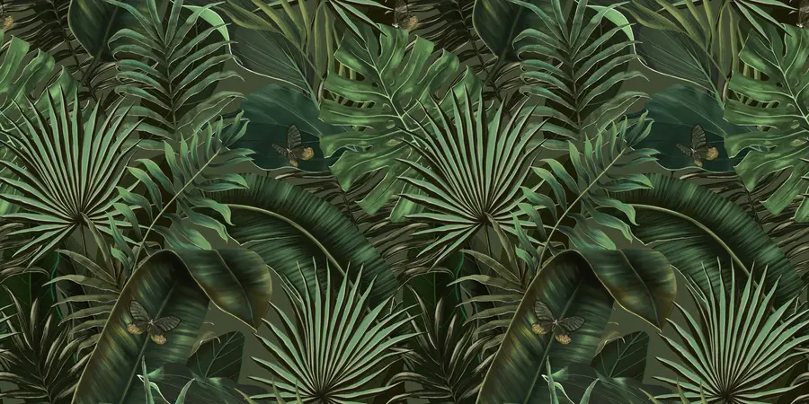 Papier peint Motif tropical avec palmier vert tropical, feuilles de bananier u94341