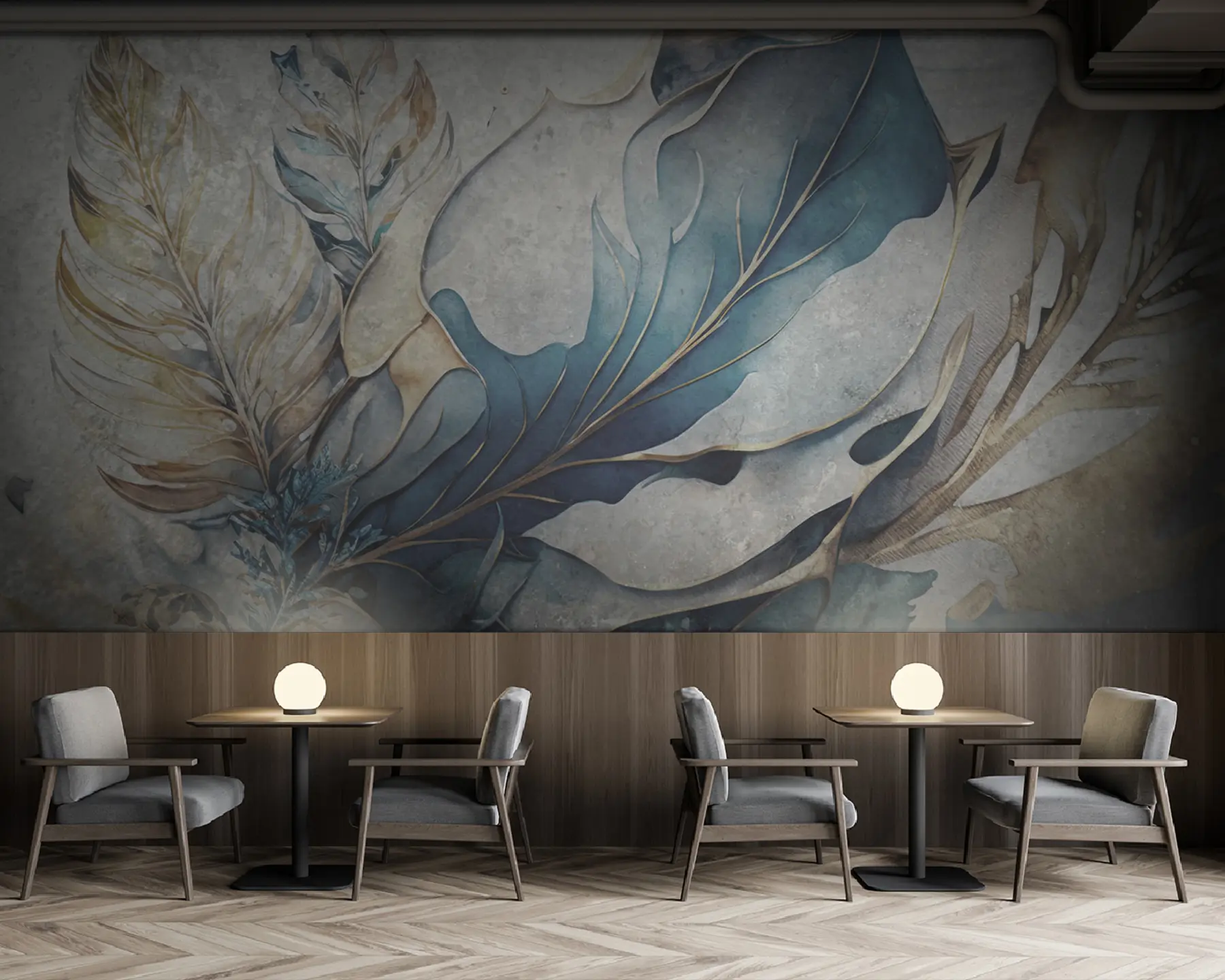 Papier peint Grandes fleurs à l'aquarelle sur un mur de béton u93998