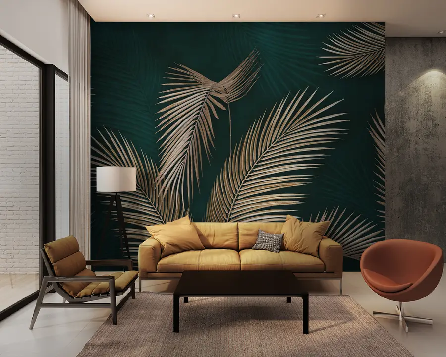 Papier peint Feuilles tropicales sur fond sombre u94012