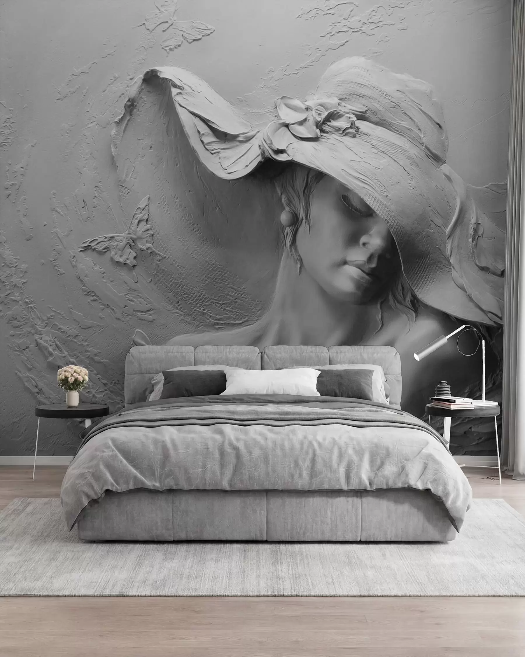 Papier peint Dame au chapeau sculpté u62592