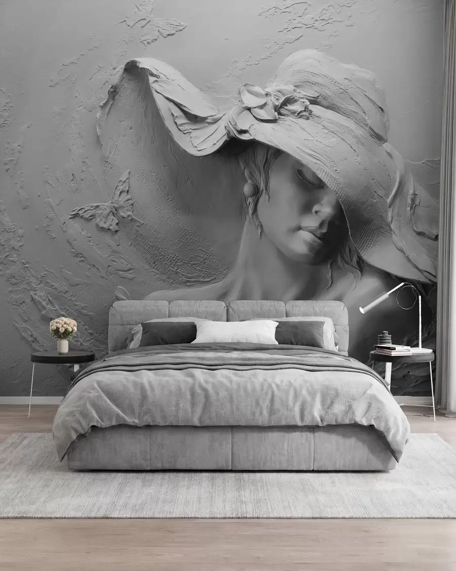 Papier peint Dame au chapeau sculpté u62592
