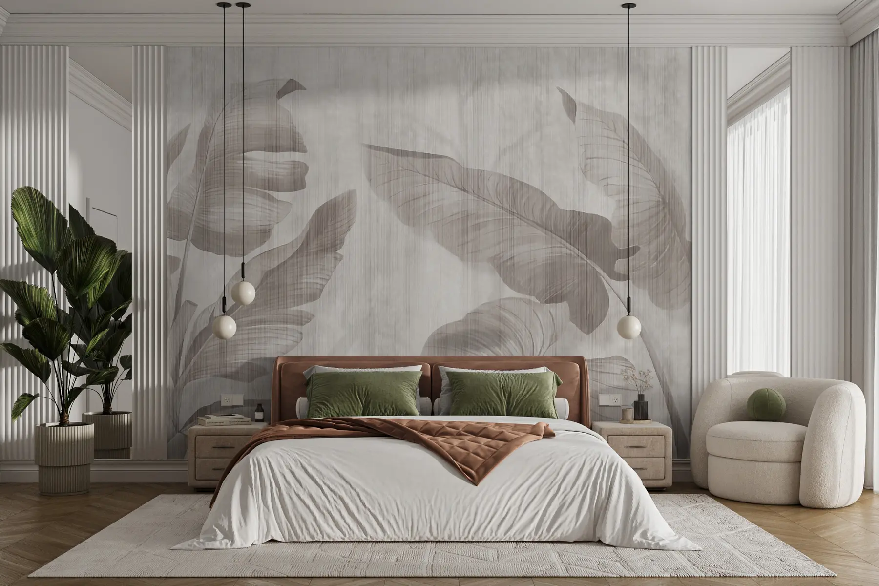 Papier peint Feuilles tropicales dans un style grunge u00299