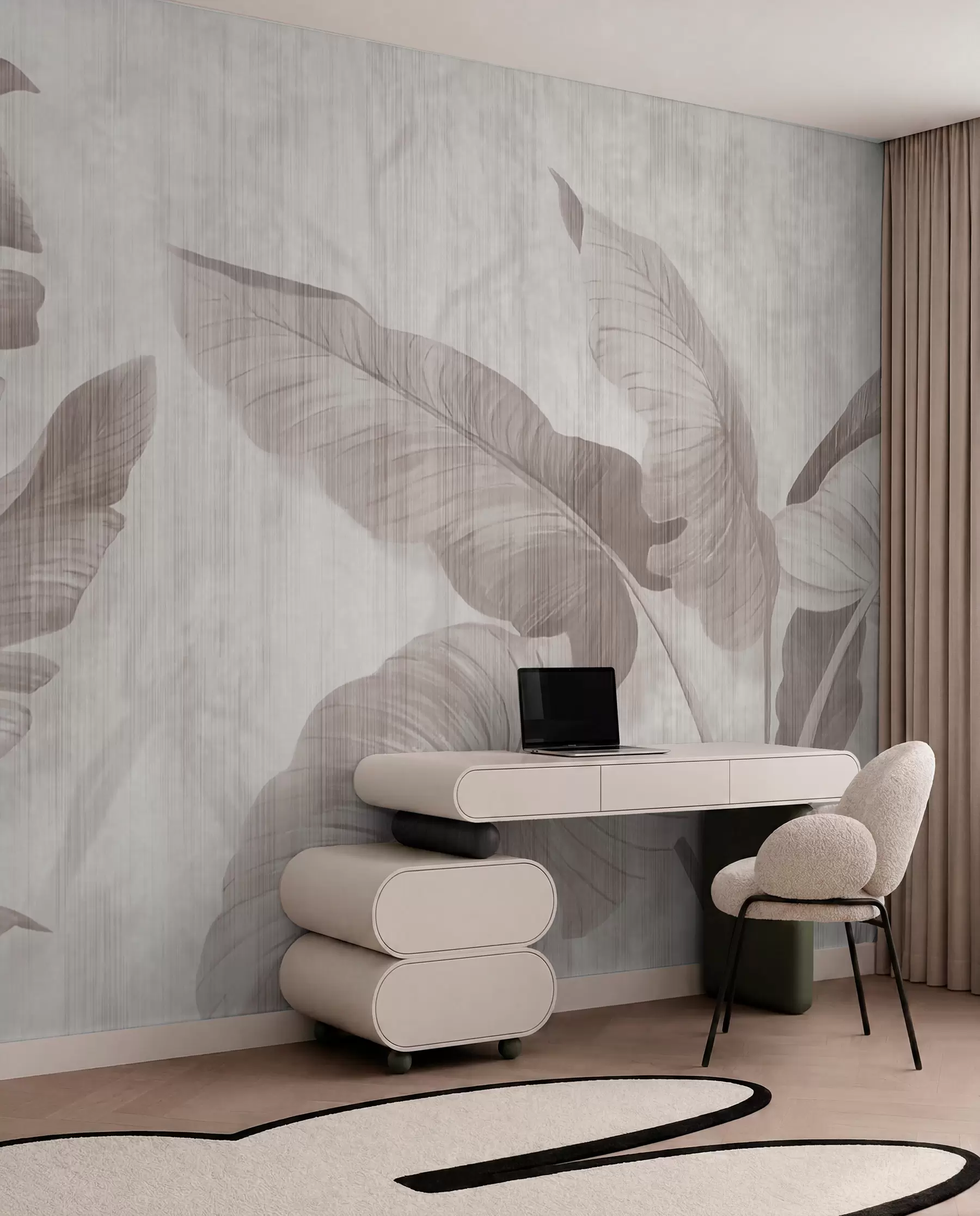 Papier peint Feuilles tropicales dans un style grunge u00299