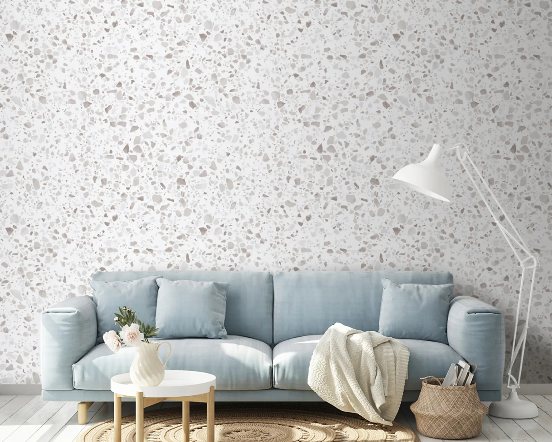 Papier peint Carreaux de terrazzo, mosaïque avec pierres naturelles, granit, marbre, quartz, béton u94304