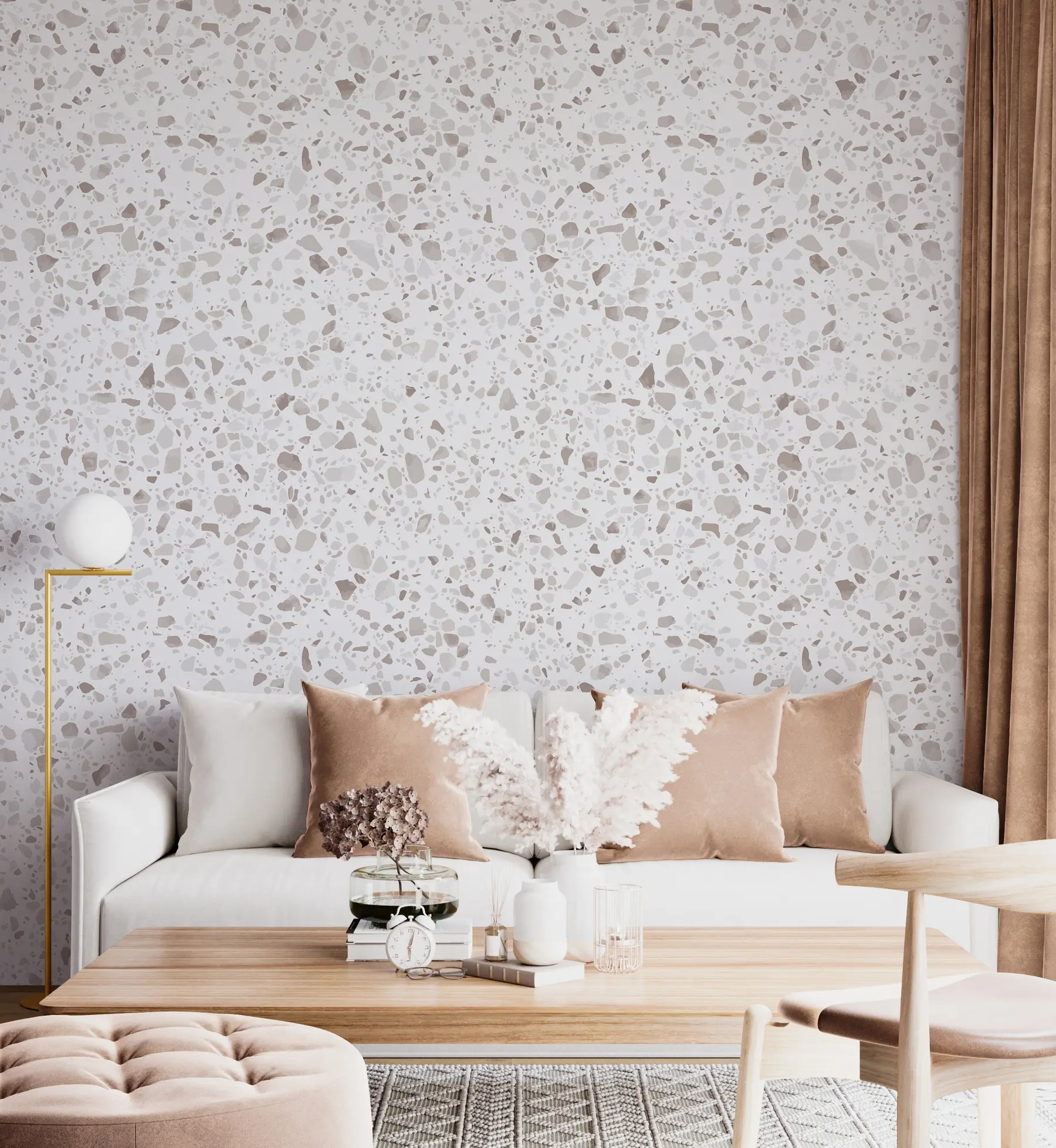 Papier peint Carreaux de terrazzo, mosaïque avec pierres naturelles, granit, marbre, quartz, béton u94304