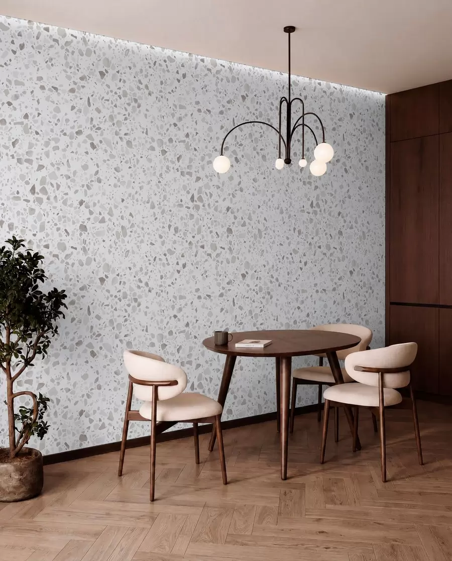 Papier peint Carreaux de terrazzo, mosaïque avec pierres naturelles, granit, marbre, quartz, béton u94304