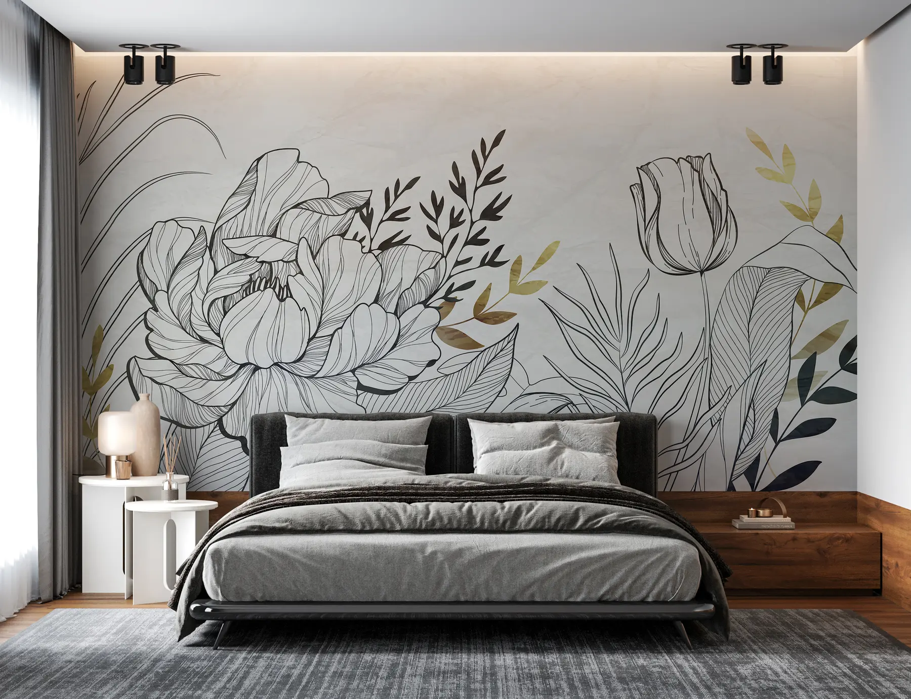 Papier peint feuillage des fleurs u94307