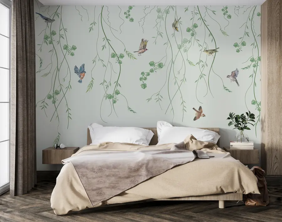 Papier peint Branches avec oiseaux, Chinoiseries u94493