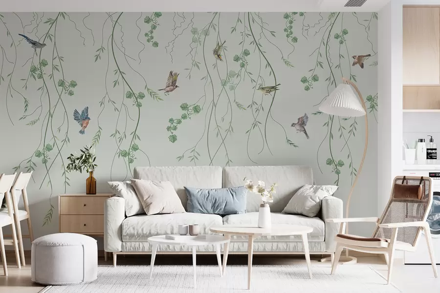 Papier peint Branches avec oiseaux, Chinoiseries u94493