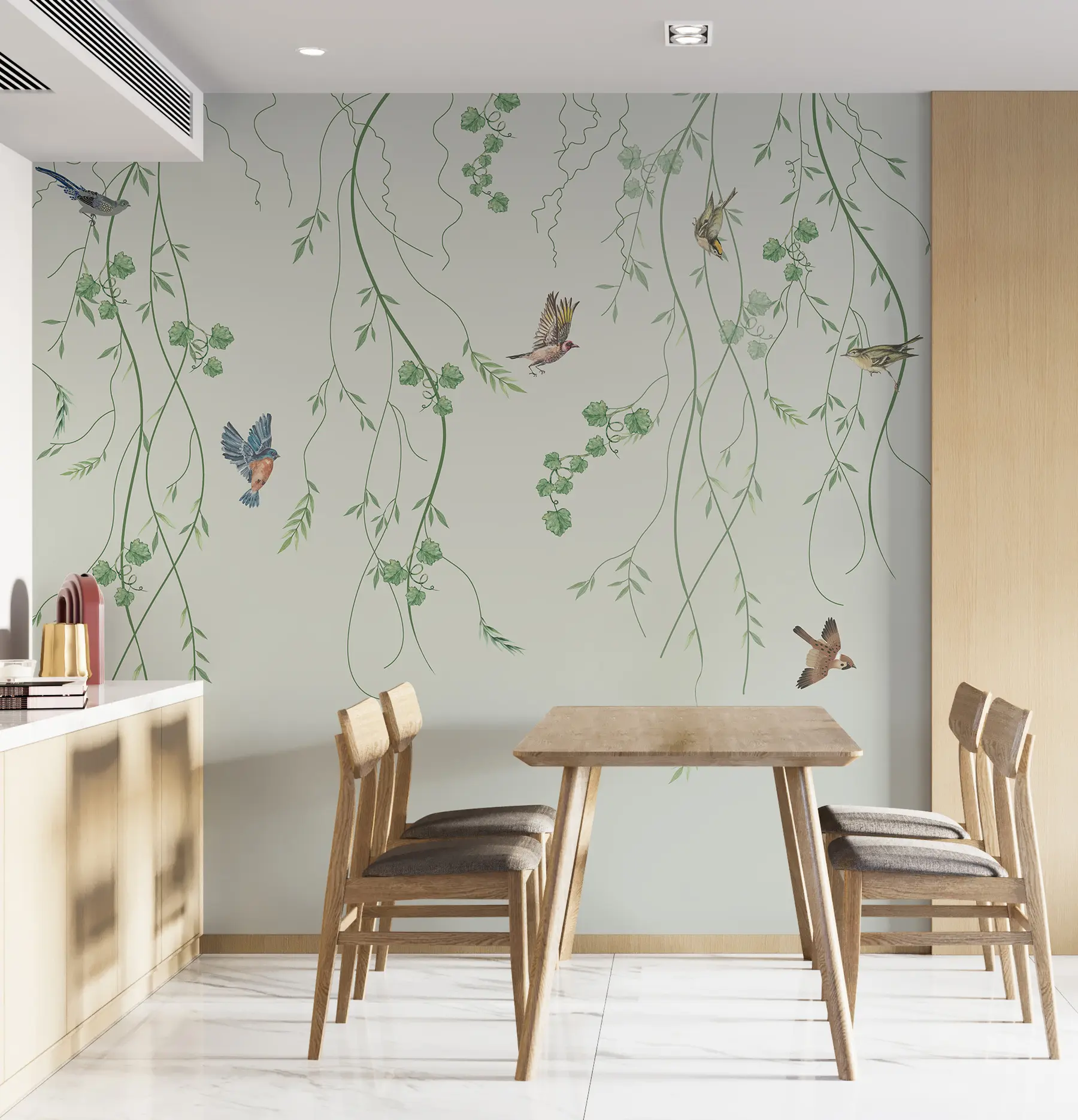 Papier peint Branches avec oiseaux, Chinoiseries u94493
