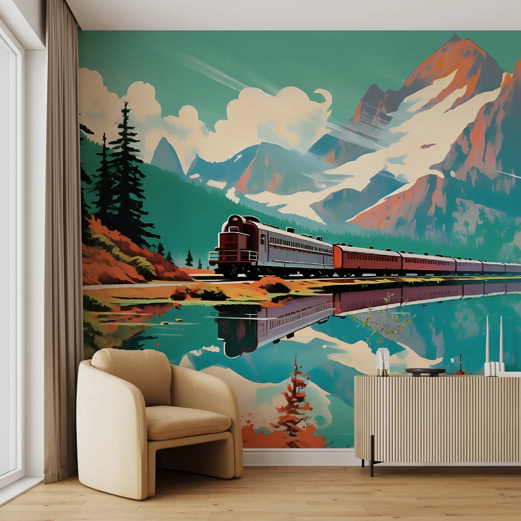 Papier peint Paysage de montagne et train u94759