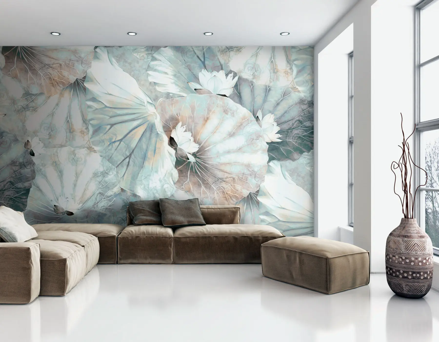 Papier peint Nouveau grand nénuphar nénuphars à fleurs blanches u94276