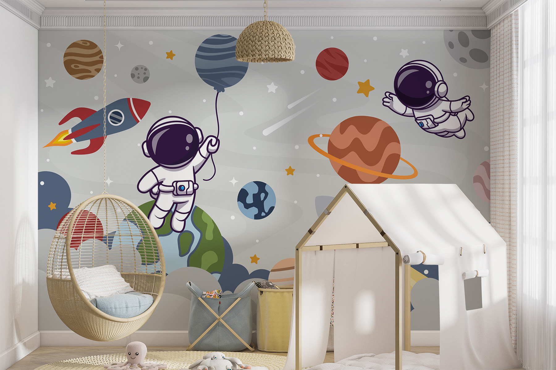 Papier peint coloriage | Astronaute sur sa planète