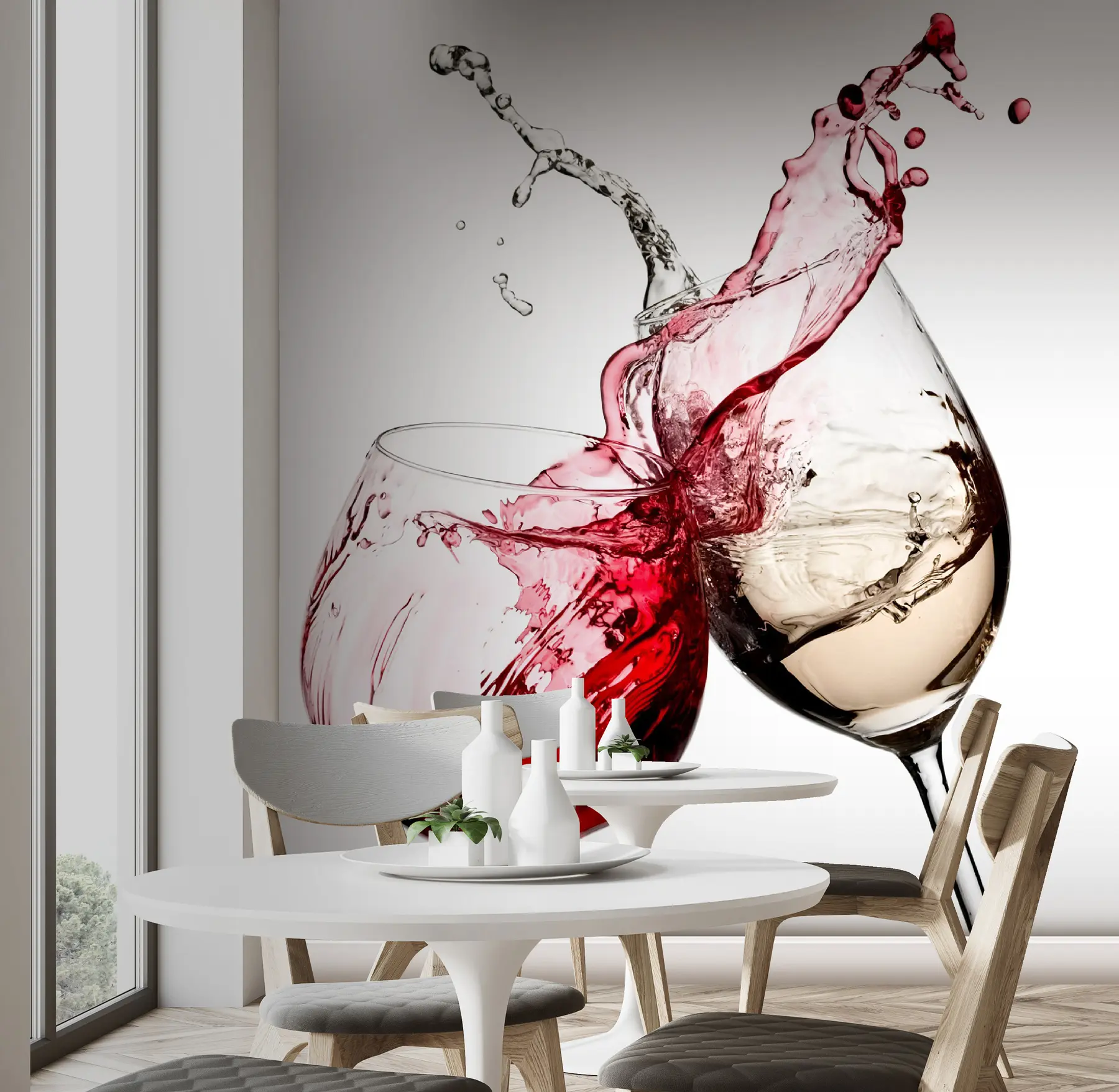 Papier peint Vin blanc et rouge dans des verres u75563