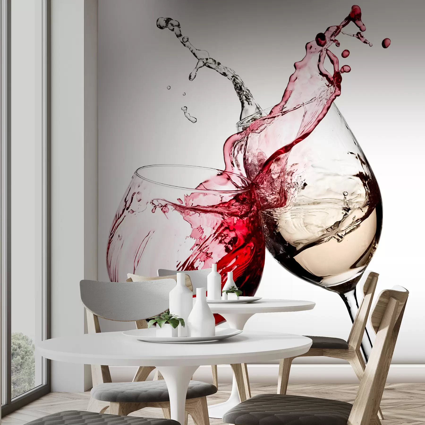 Papier peint Vin blanc et rouge dans des verres u75563