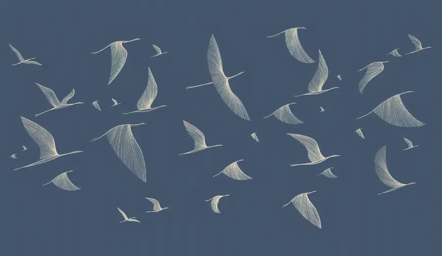 Papier peint Oiseaux abstraits légers sur fond bleu u94616