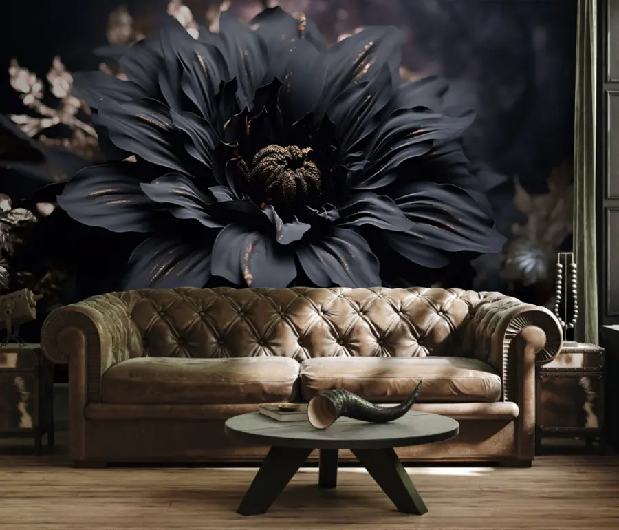 Papier peint Fleur noire avec poussière u95247