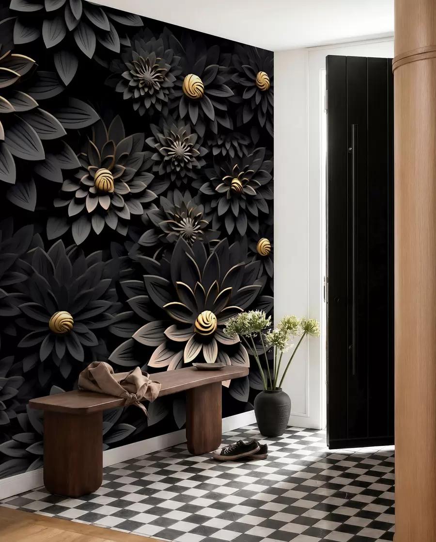Papier peint Jardin de pétales noirs u95249