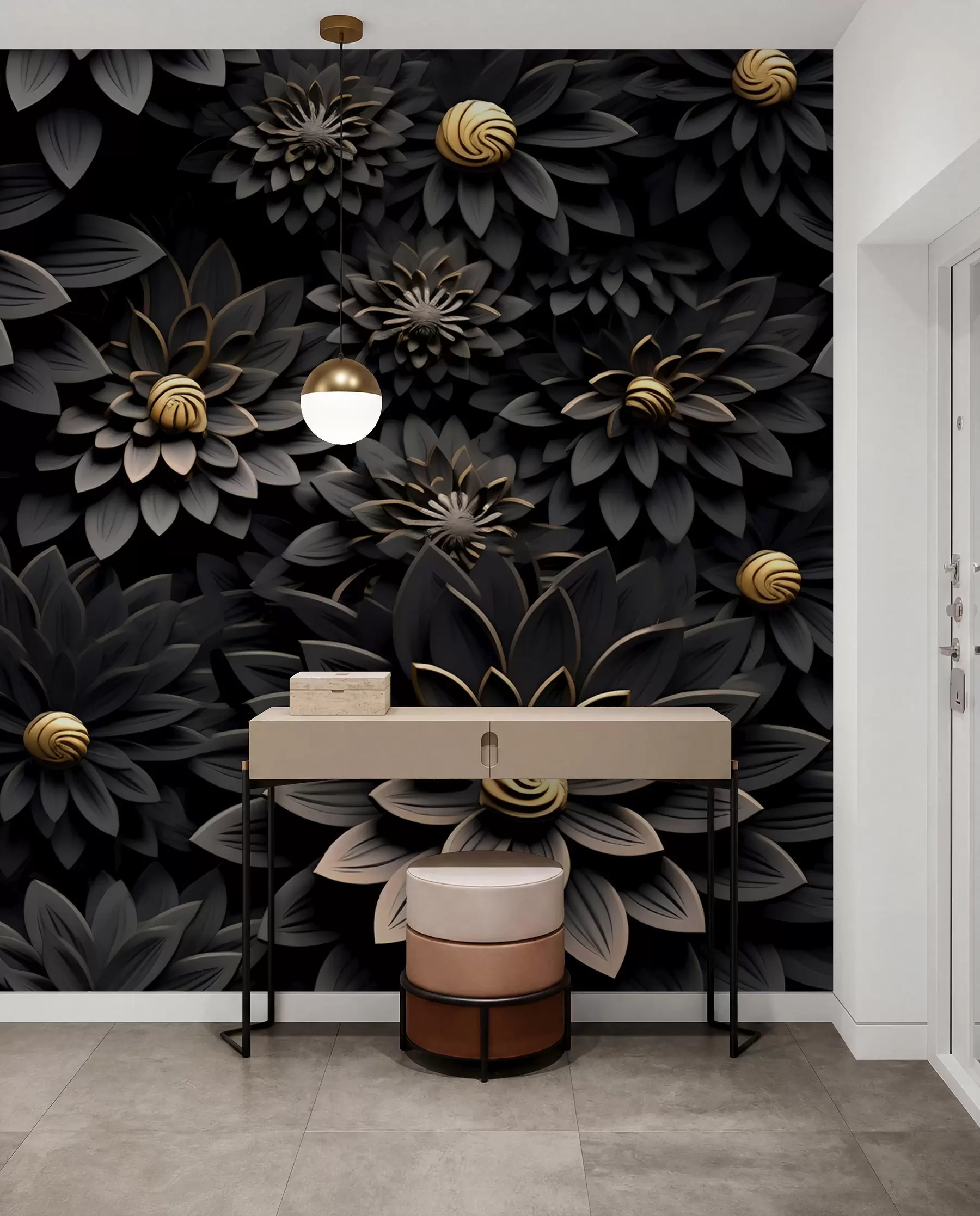 Papier peint Jardin de pétales noirs u95249