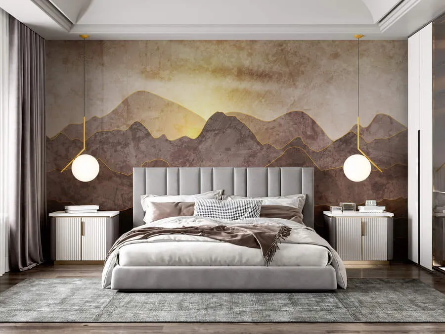 Papier peint Paysage avec des sommets montagneux u94314
