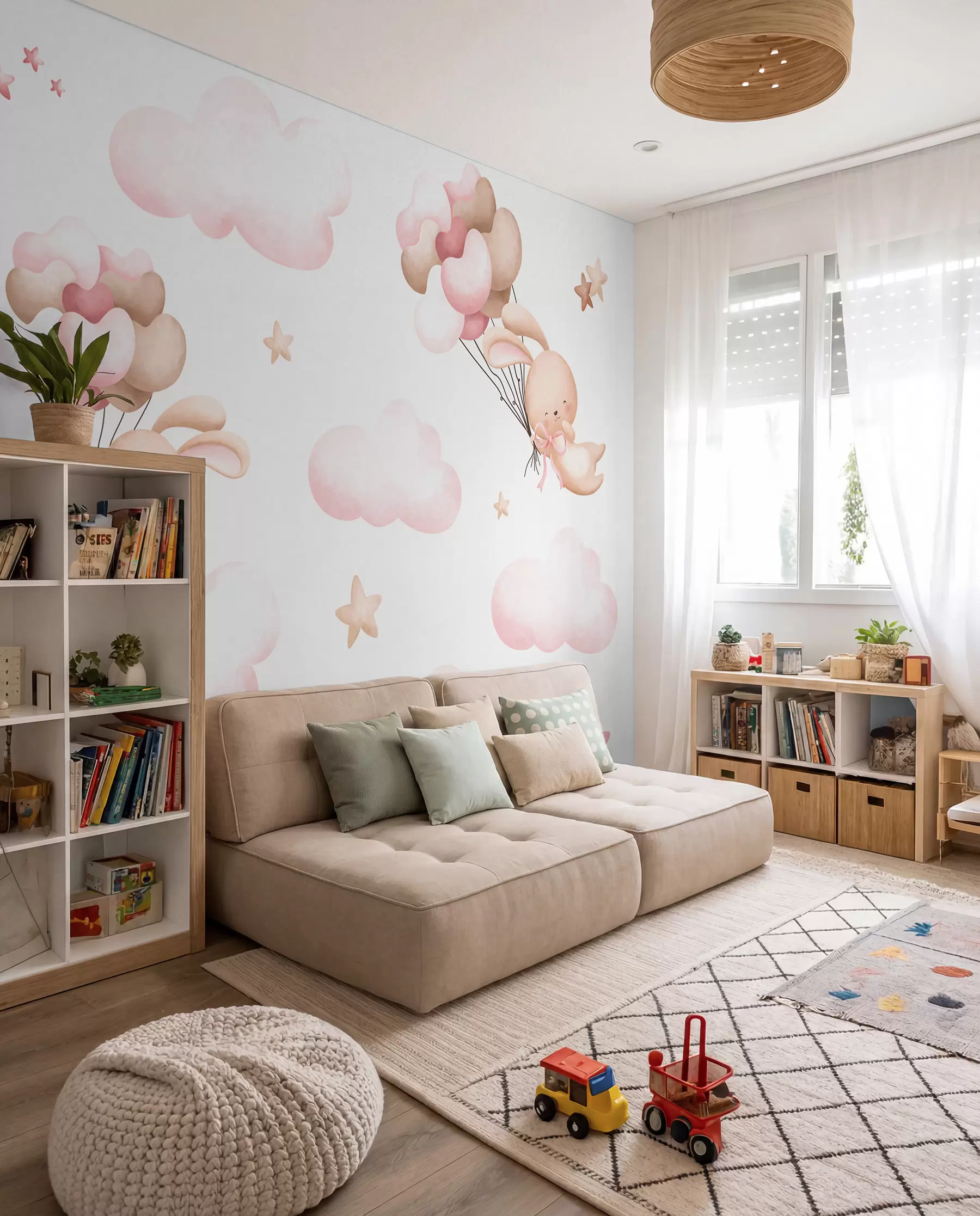 Papier peint Lapins en voyage en ballon u95399