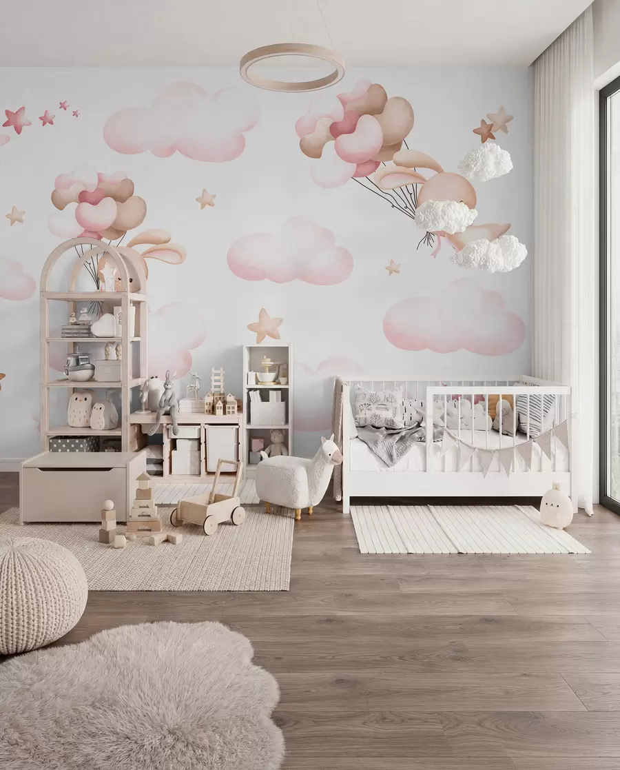 Papier peint Lapins en voyage en ballon u95399
