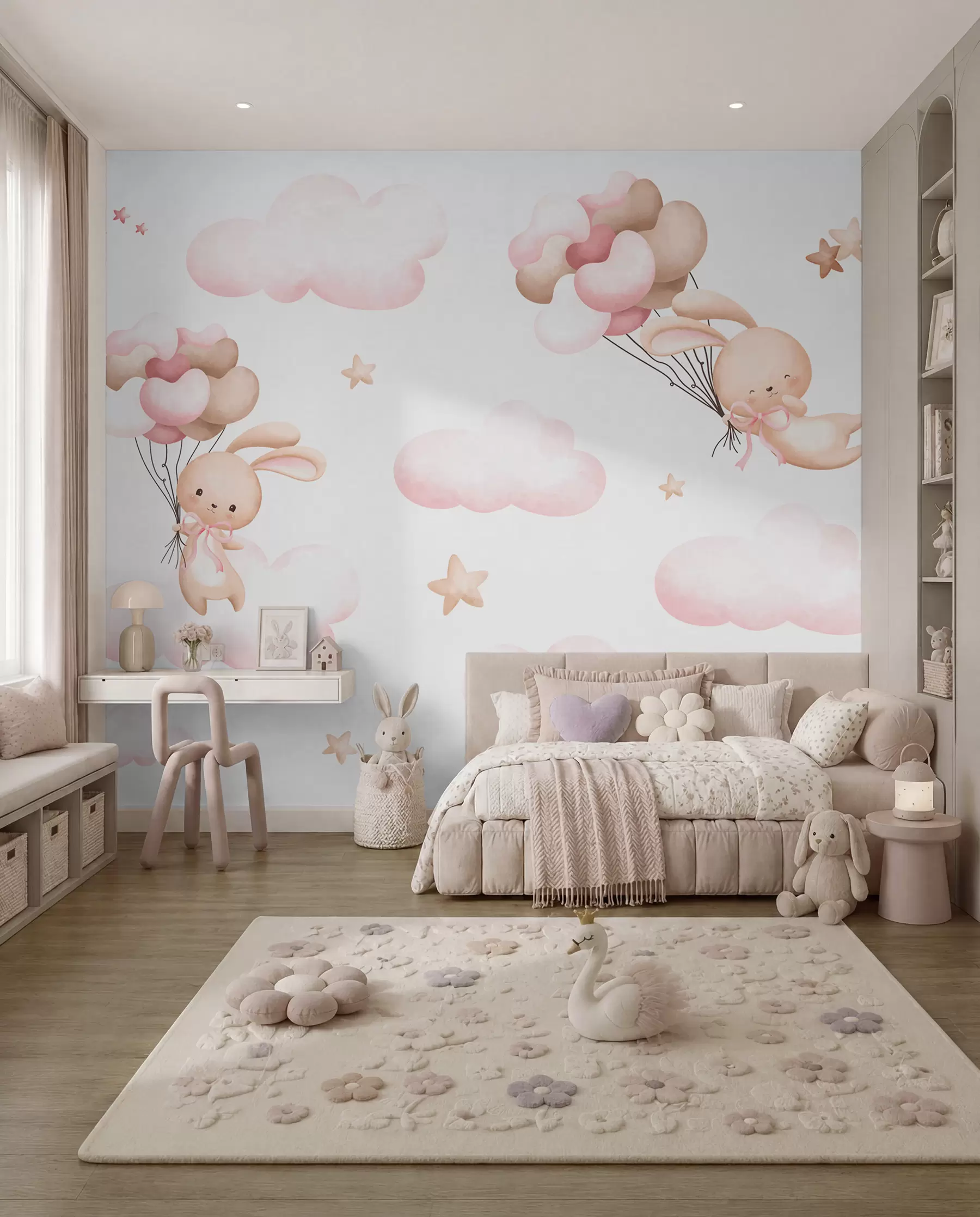 Papier peint Lapins en voyage en ballon u95399
