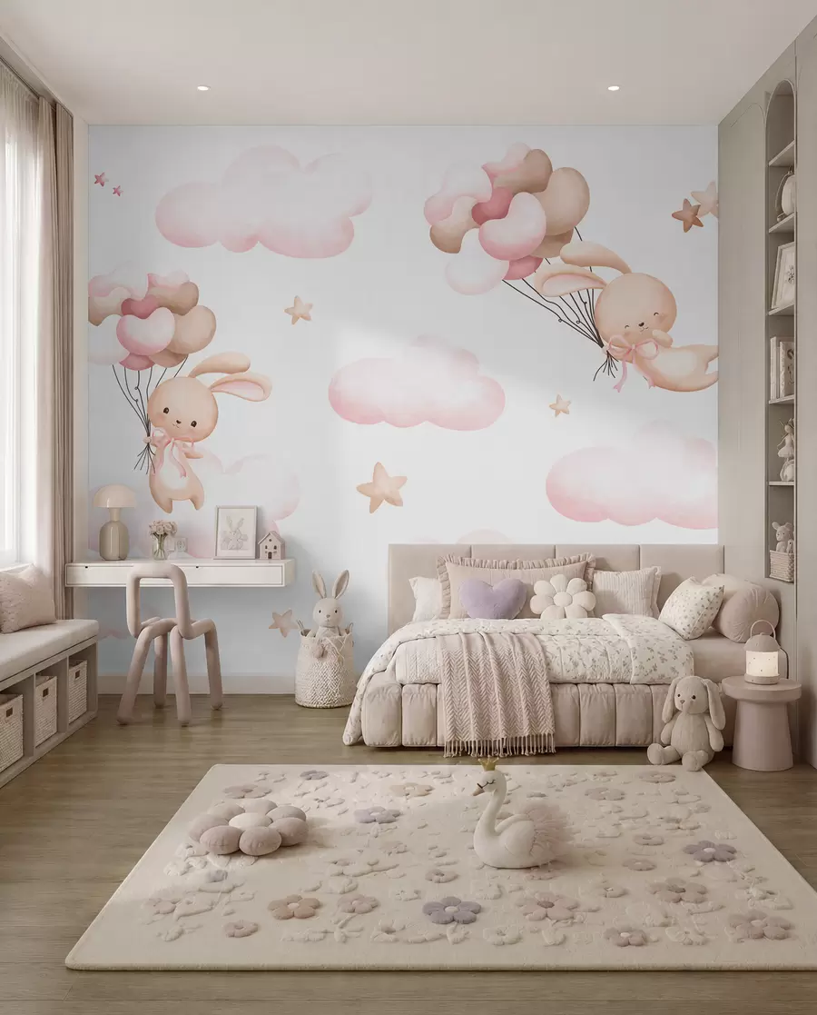 Papier peint Lapins en voyage en ballon u95399