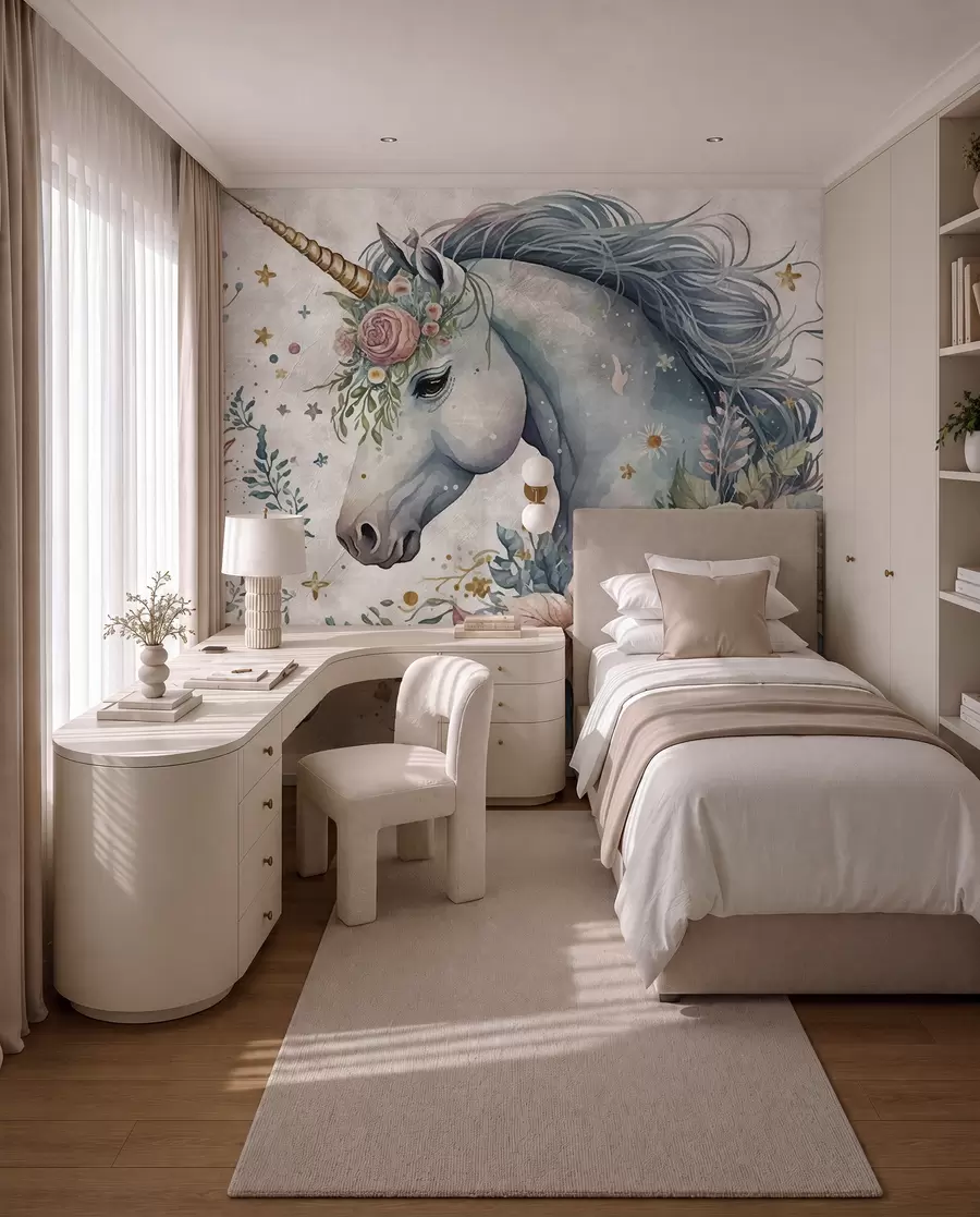 Papier peint Licorne en fleurs u95404