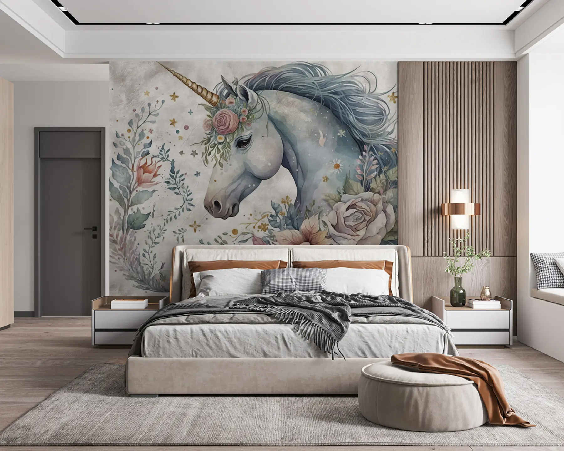 Papier peint Licorne en fleurs u95404